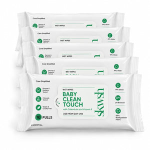 99% Pure Water Baby Clean Touch Wipes - Pack of 5 (10 Pulls) - Baby Skincare