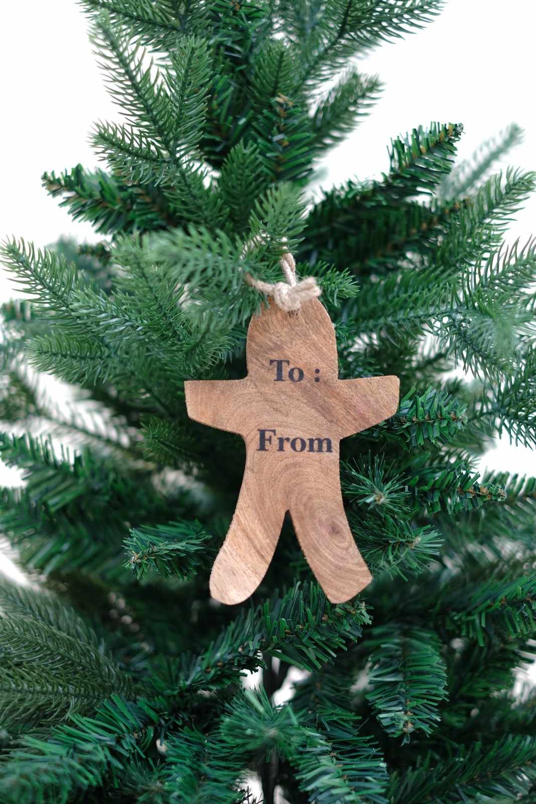 SWEN HERMES, Pack of 4 Wooden Christmas Tree Ornaments - Star, Tree, Candyman, Santa