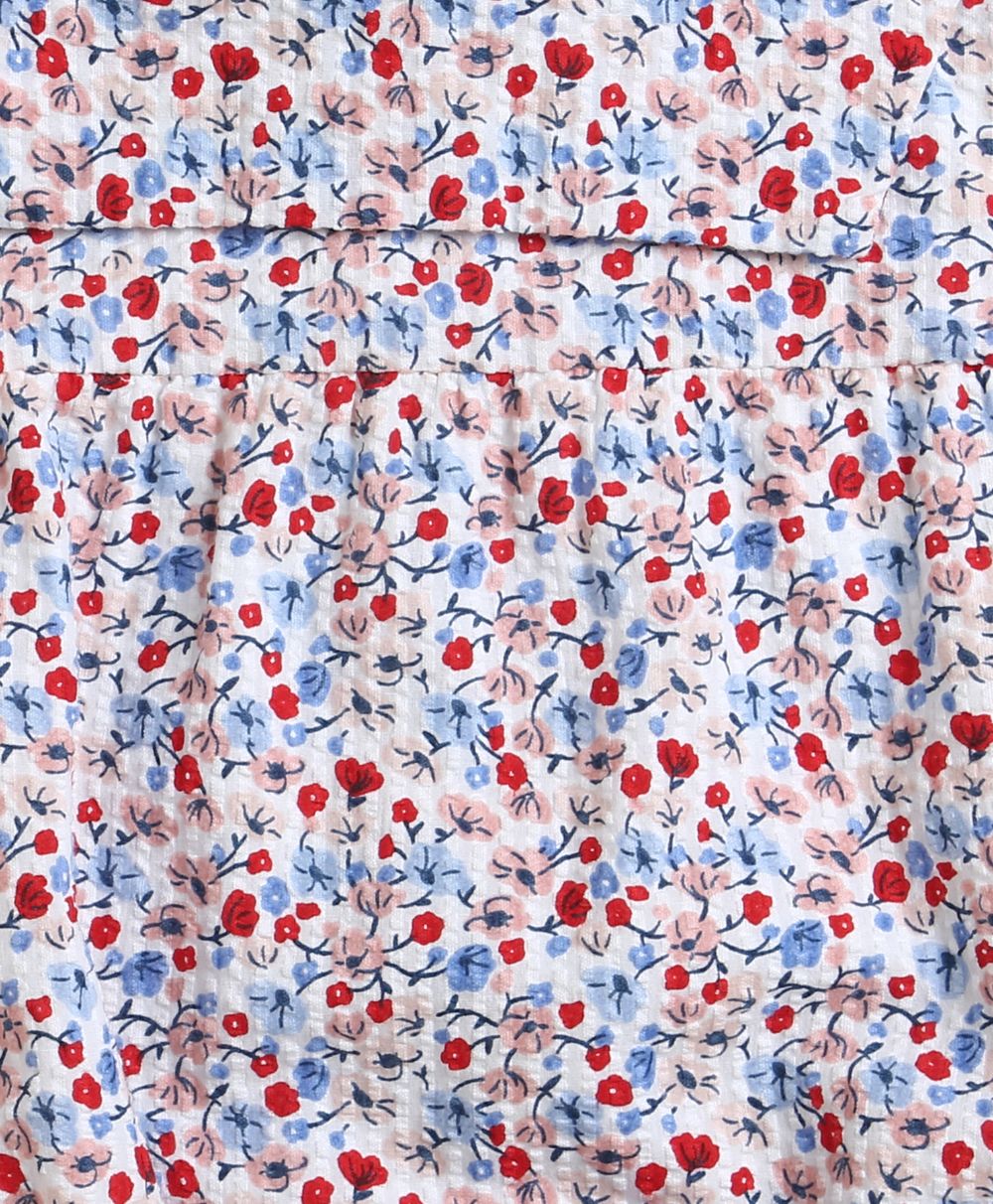 Sweetlime By AS Red & Blue Floral Print Organic Cotton Bodysuit