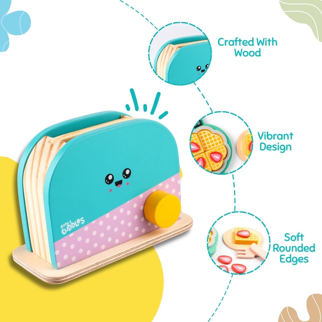 Cots & Cuddles Wooden Toaster Pretend Play Toy for Kids