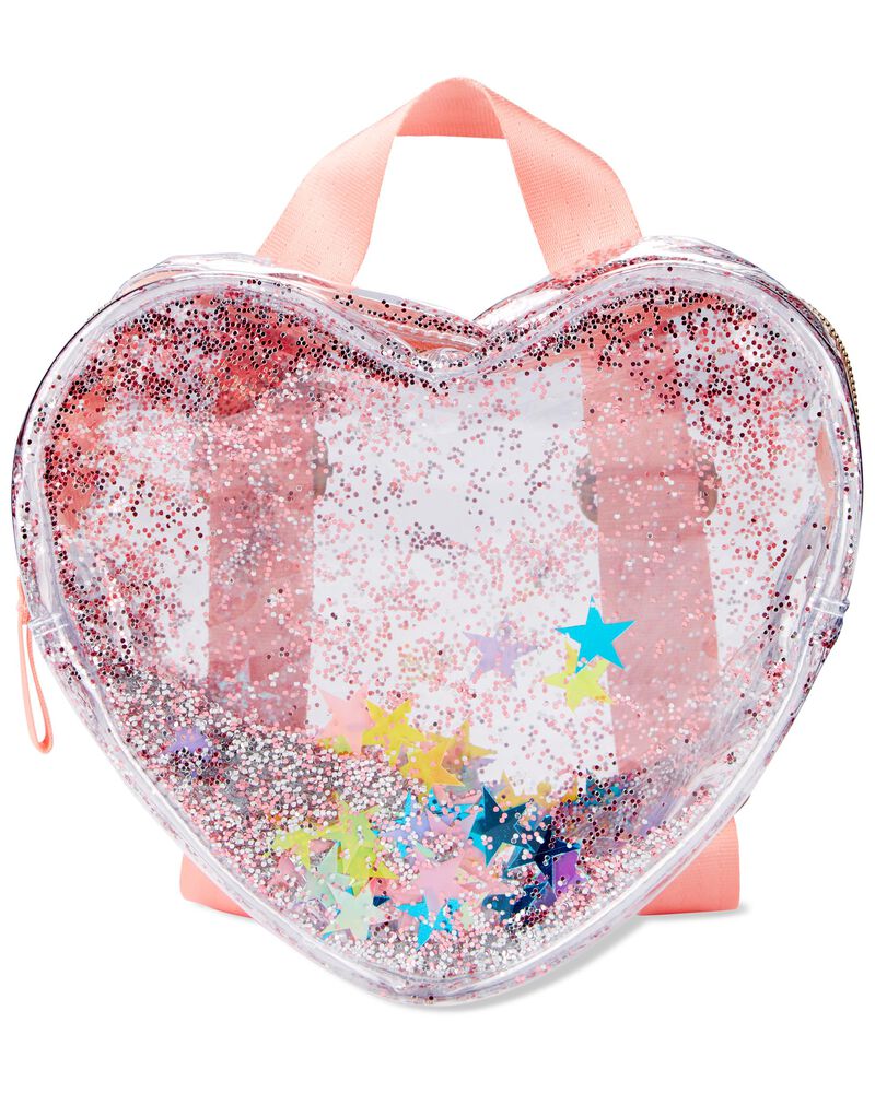 Skip Hop Clear Glitter Heart Backpack Transparent Girls
