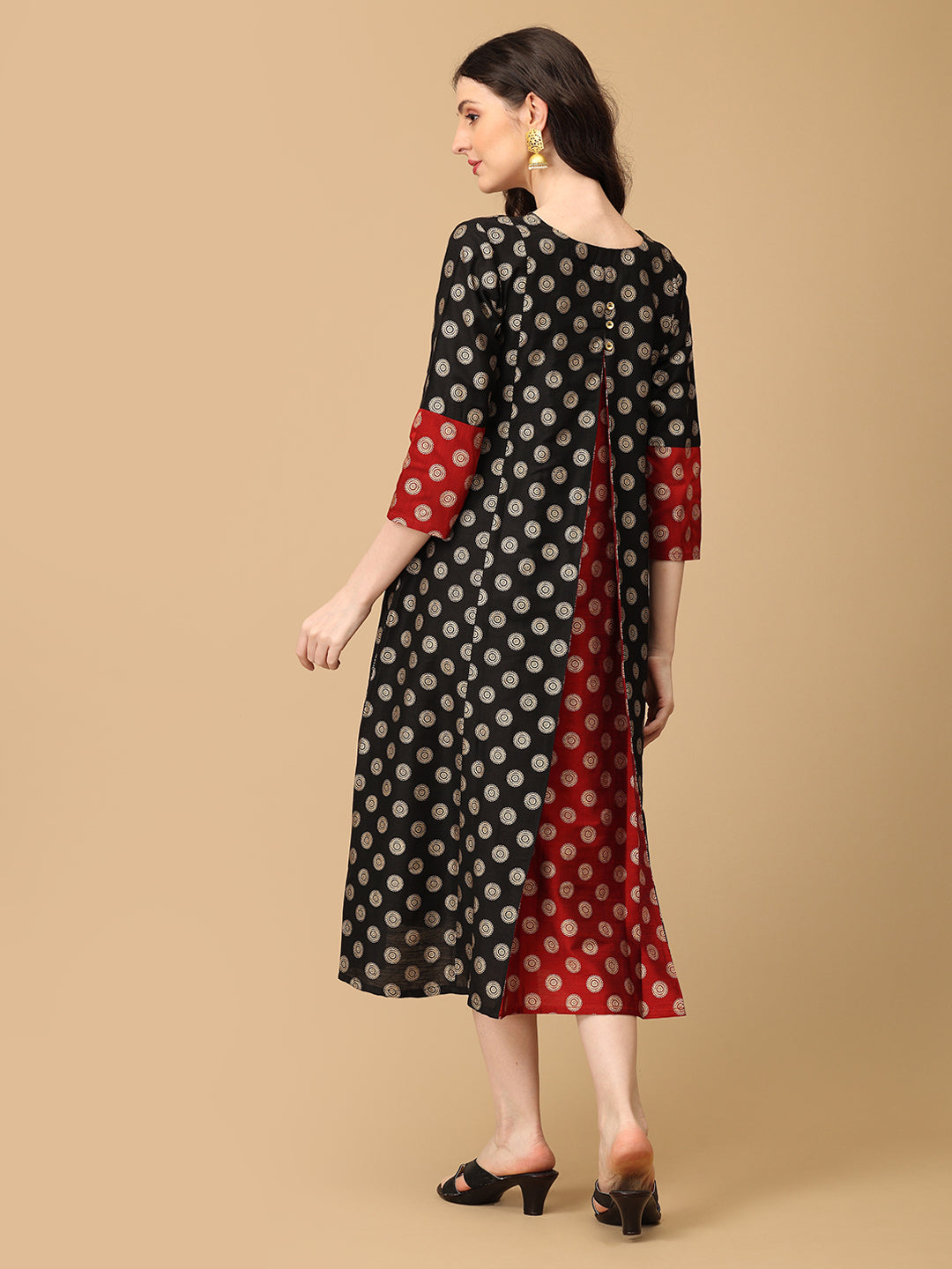 Aab-e-Siyah Silk Foil Printed Maternity and Nursing Dress