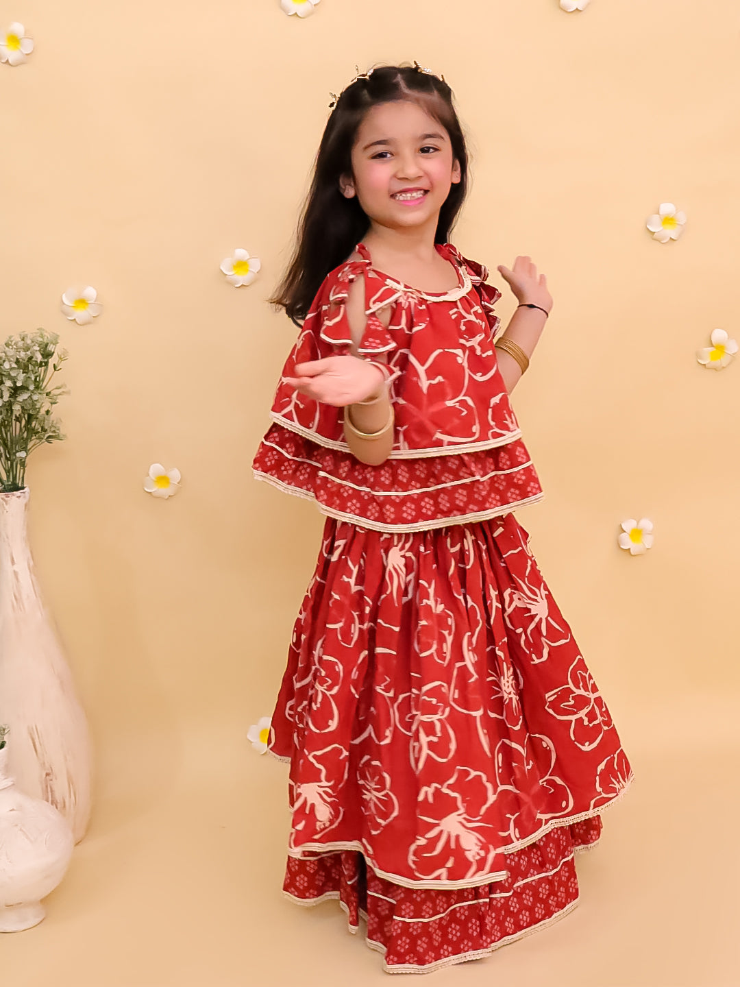 Amber Glow Girls Lehenga Set