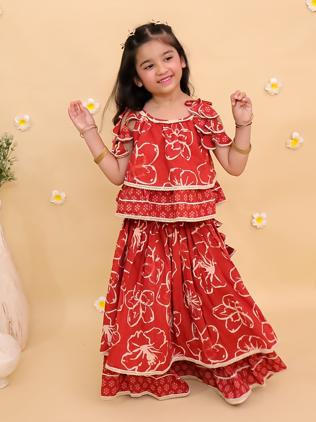 Amber Glow Girls Lehenga Set