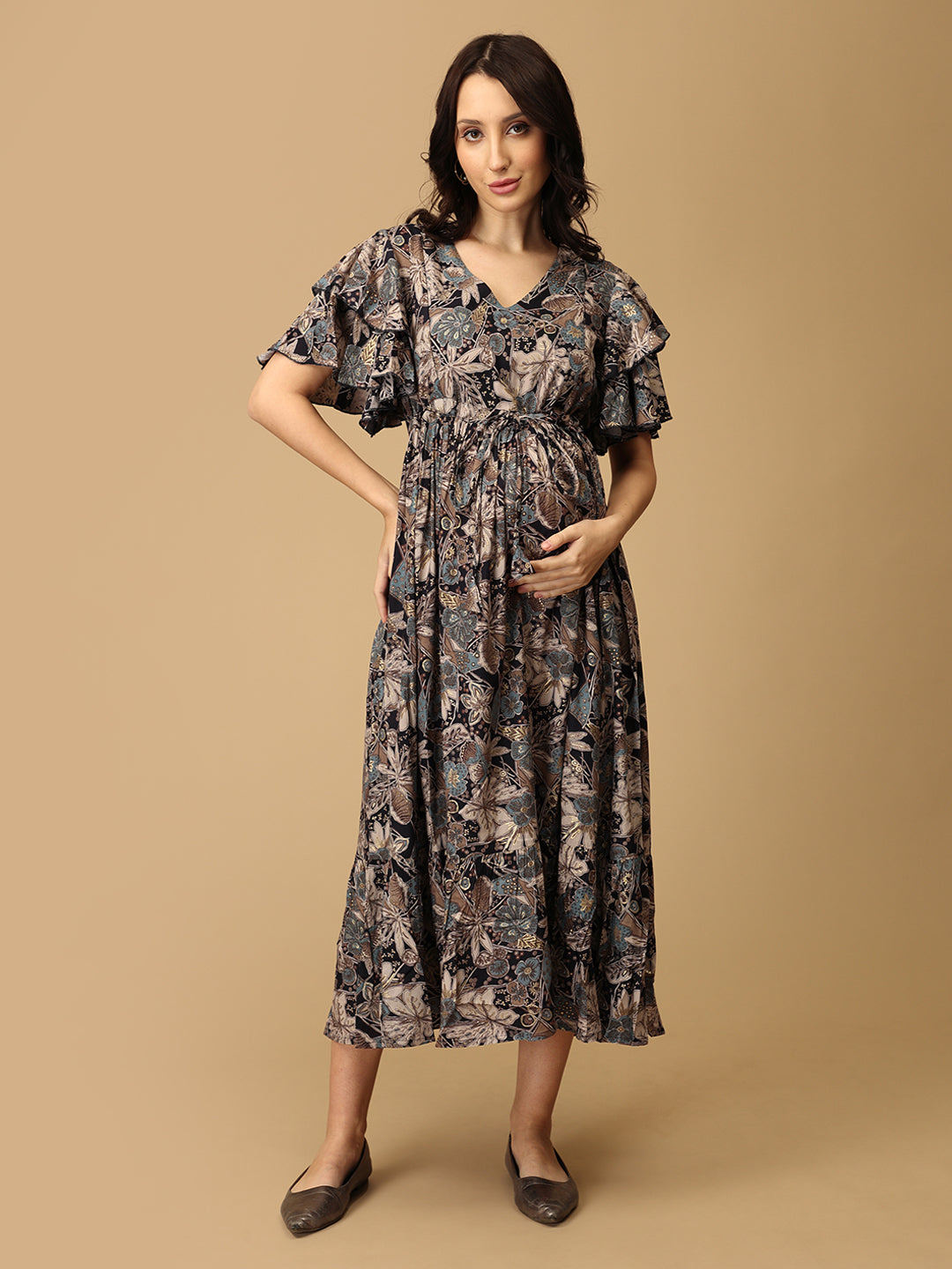 Autumn Aflutter Maternity and Nursing Dress