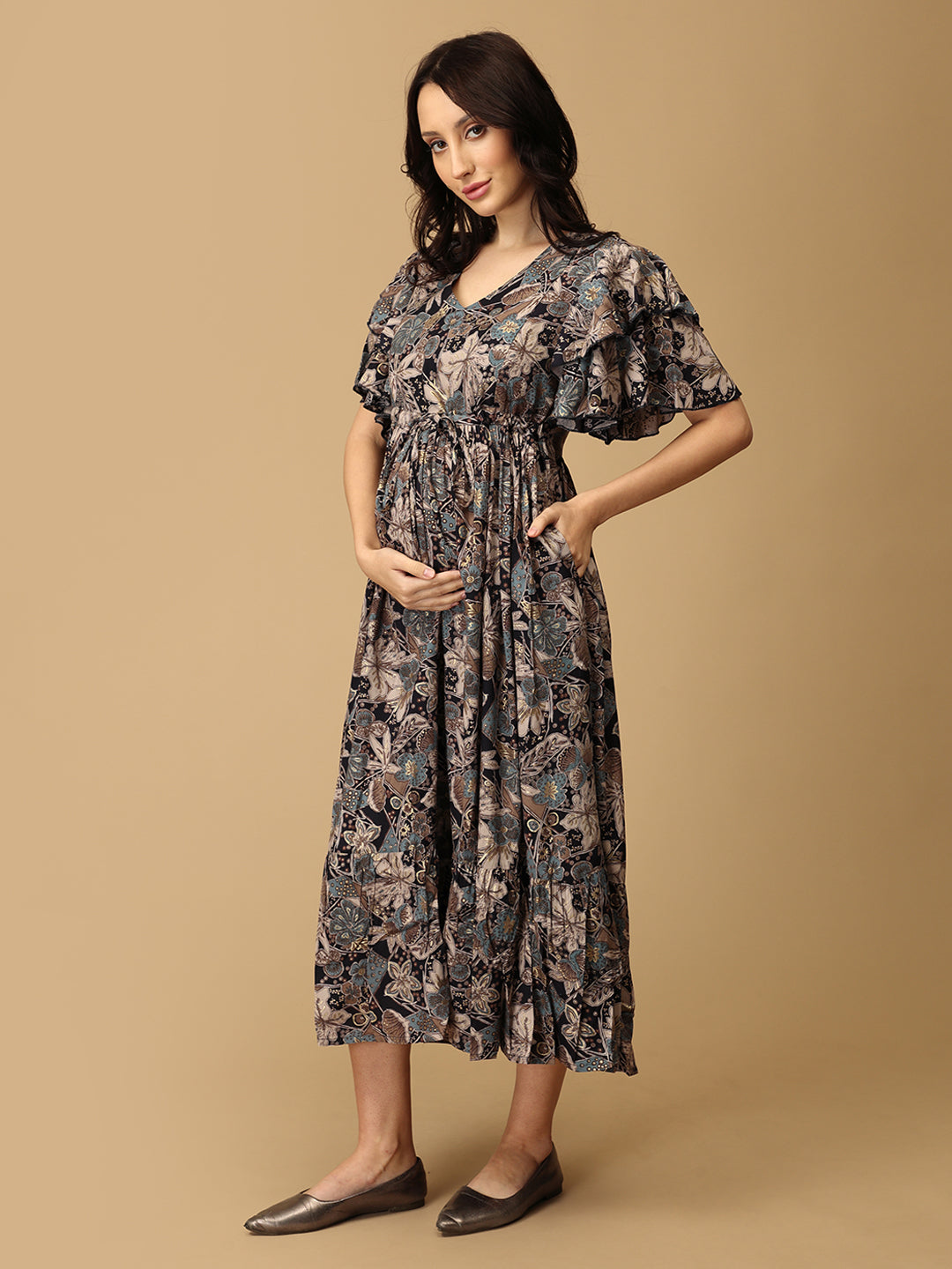 Autumn Aflutter Maternity and Nursing Dress