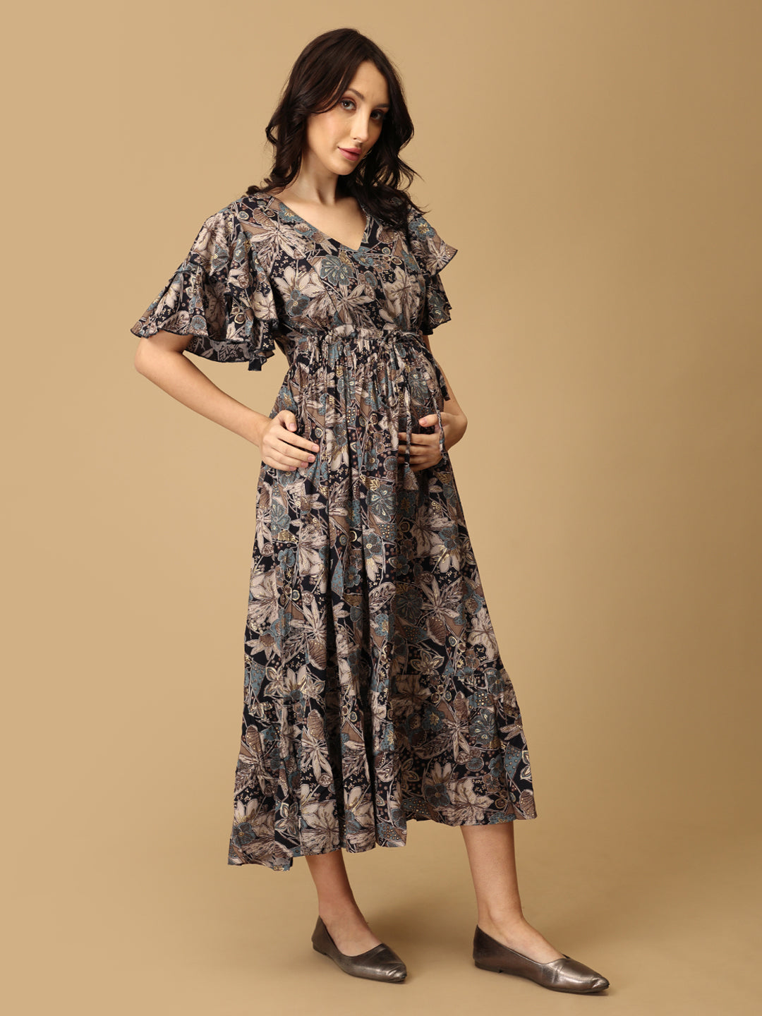 Autumn Aflutter Maternity and Nursing Dress