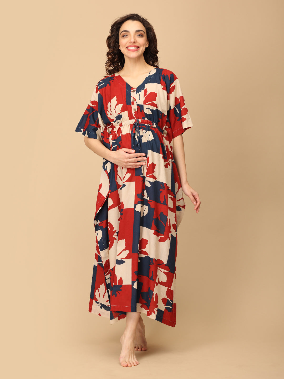 Autumn in Two Tones Maternity and Nursing Kaftan Nighty