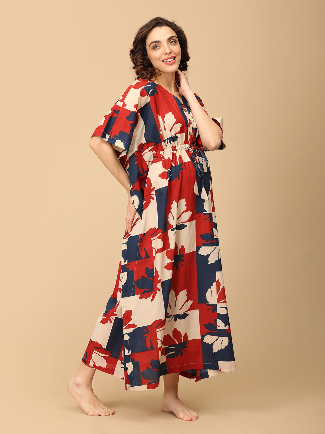 Autumn in Two Tones Maternity and Nursing Kaftan Nighty