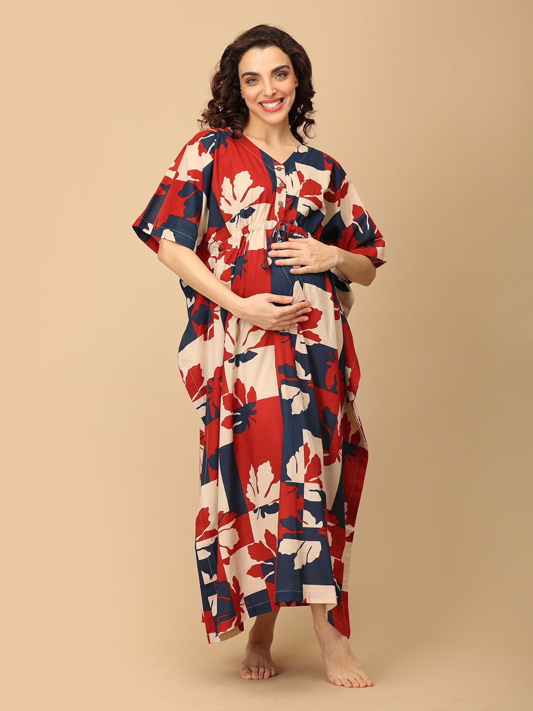 Autumn in Two Tones Maternity and Nursing Kaftan Nighty