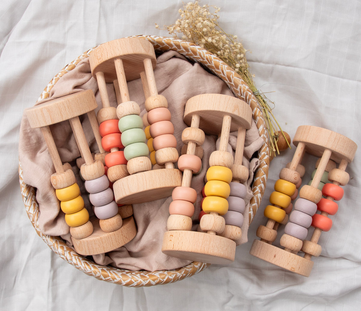 Birch & Bug Pastel Bead Cylinder Rattle