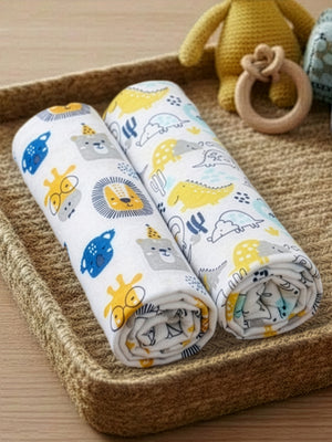 Baby Swaddle Wrap Combo- Guess The Animal & Dino Forest - The Mom Store