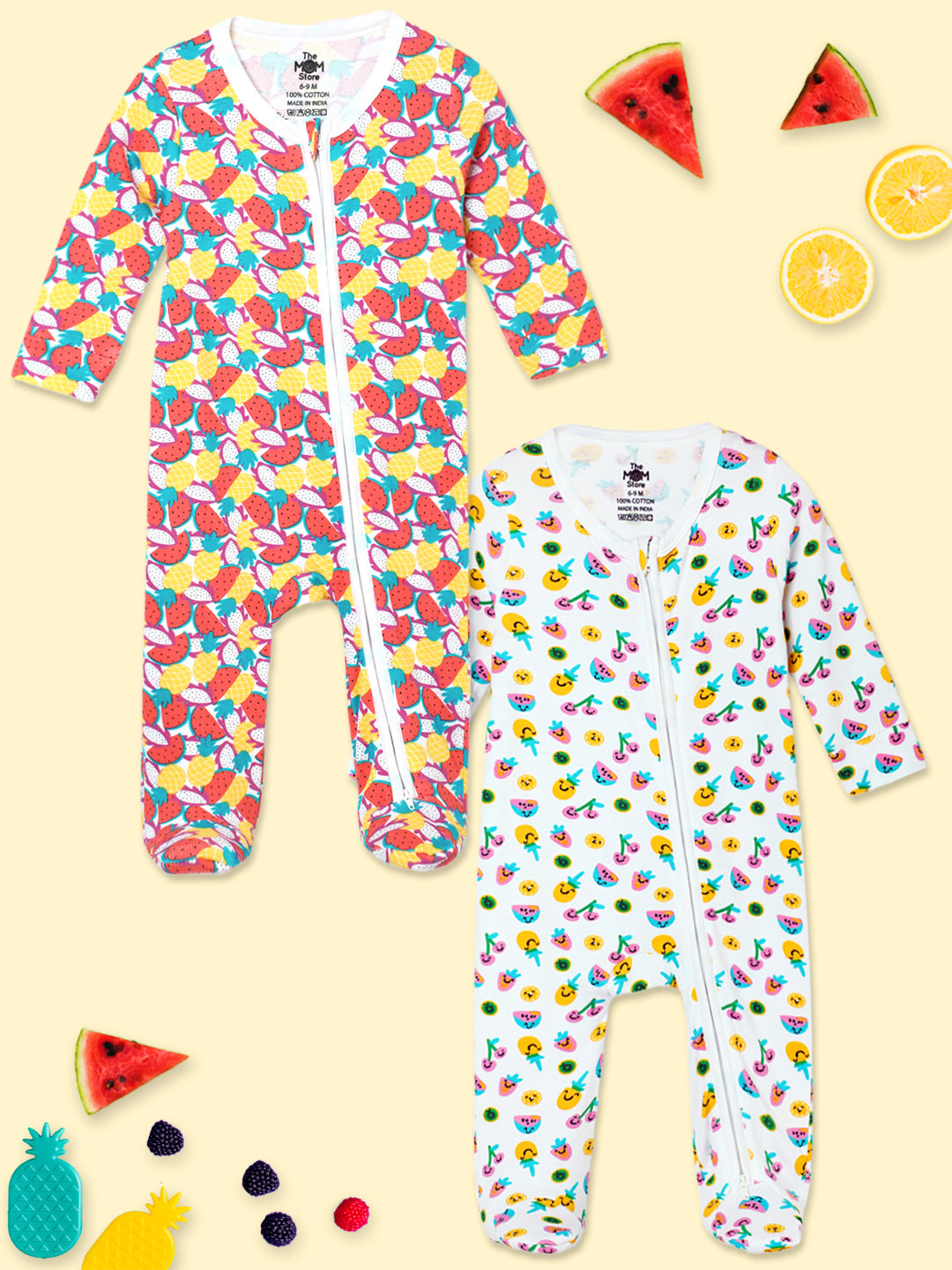 Baby Zipper Romper Combo Of 2 Fruitilicious-Berry Bites