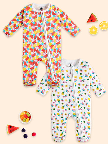 Baby Zipper Romper Combo Of 2: Fruitilicious-Berry Bites