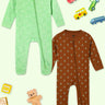 Baby Zipper Romper Combo Of 2: Vrrom Vrrom-Beary Best