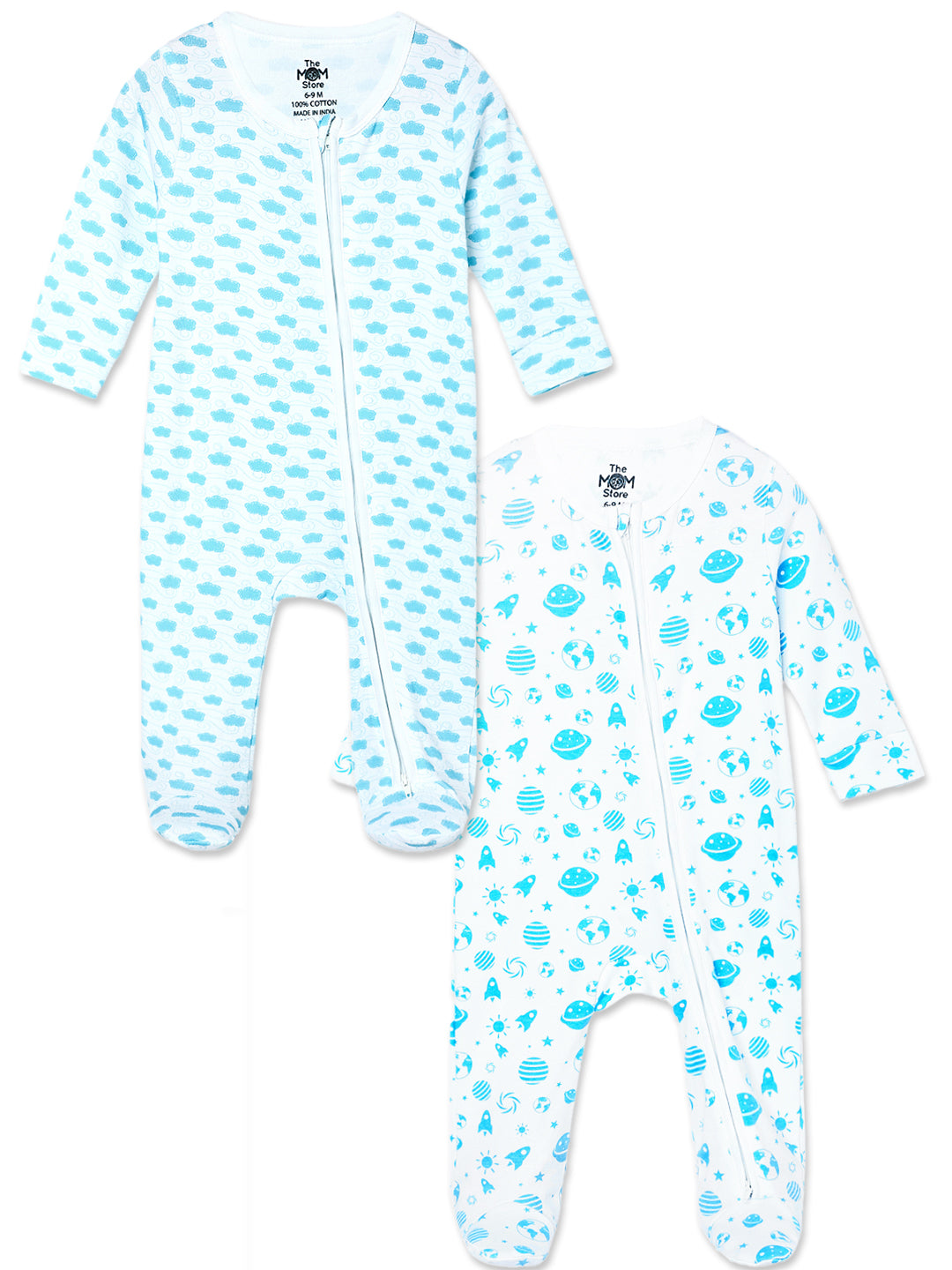 Baby Zipper Romper Combo Of 2: Happy Cloud-Out Of World