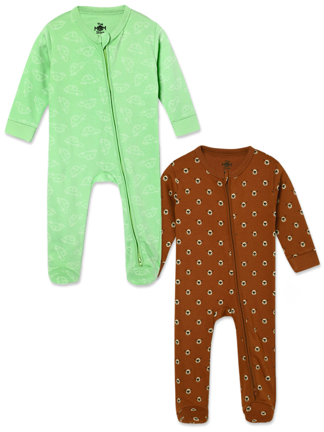 Baby Zipper Romper Combo Of 2: Vrrom Vrrom-Beary Best