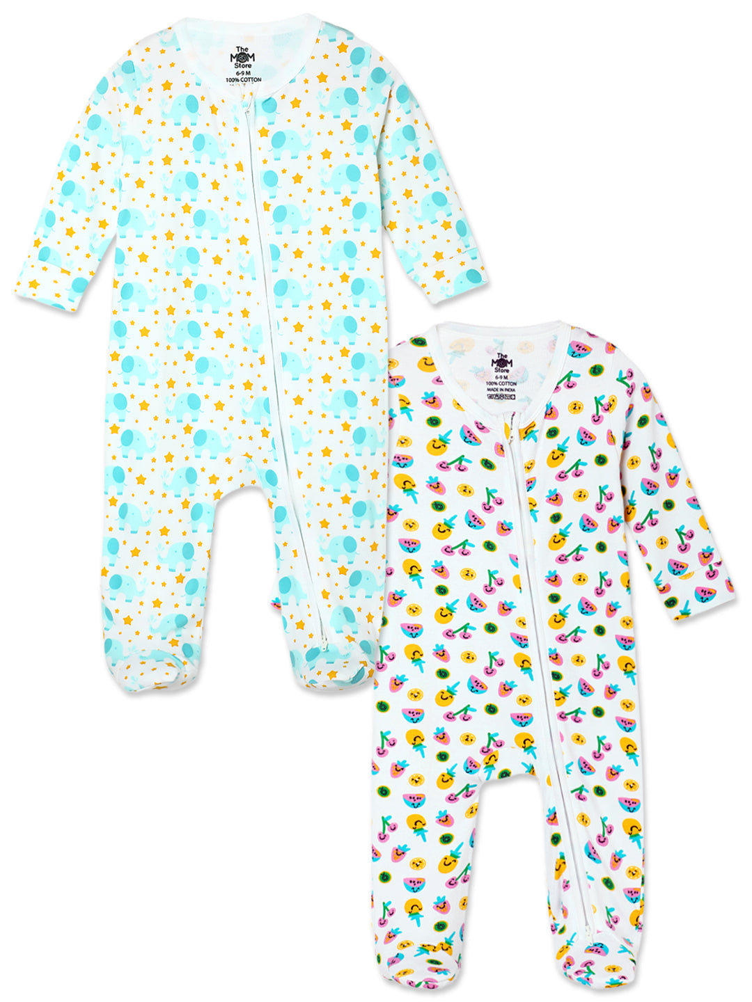 Baby Zipper Romper Combo of 2 Elephantastic-Berry Bites