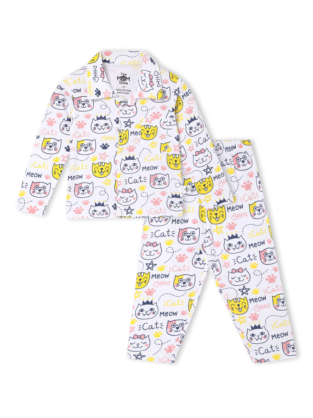 Baby and Kids Pajama Nightsuit Set - Meow Meow