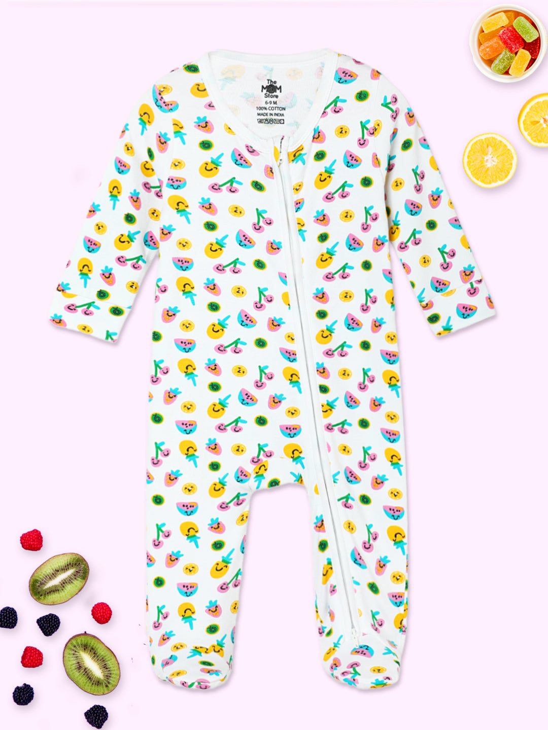 Berry Bites Infant Zipper Romper