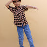 Black Elephant Print Boys Shirt