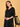 Upper body view of black embroidered maternity kurta with V-neck and delicate stitch detail.