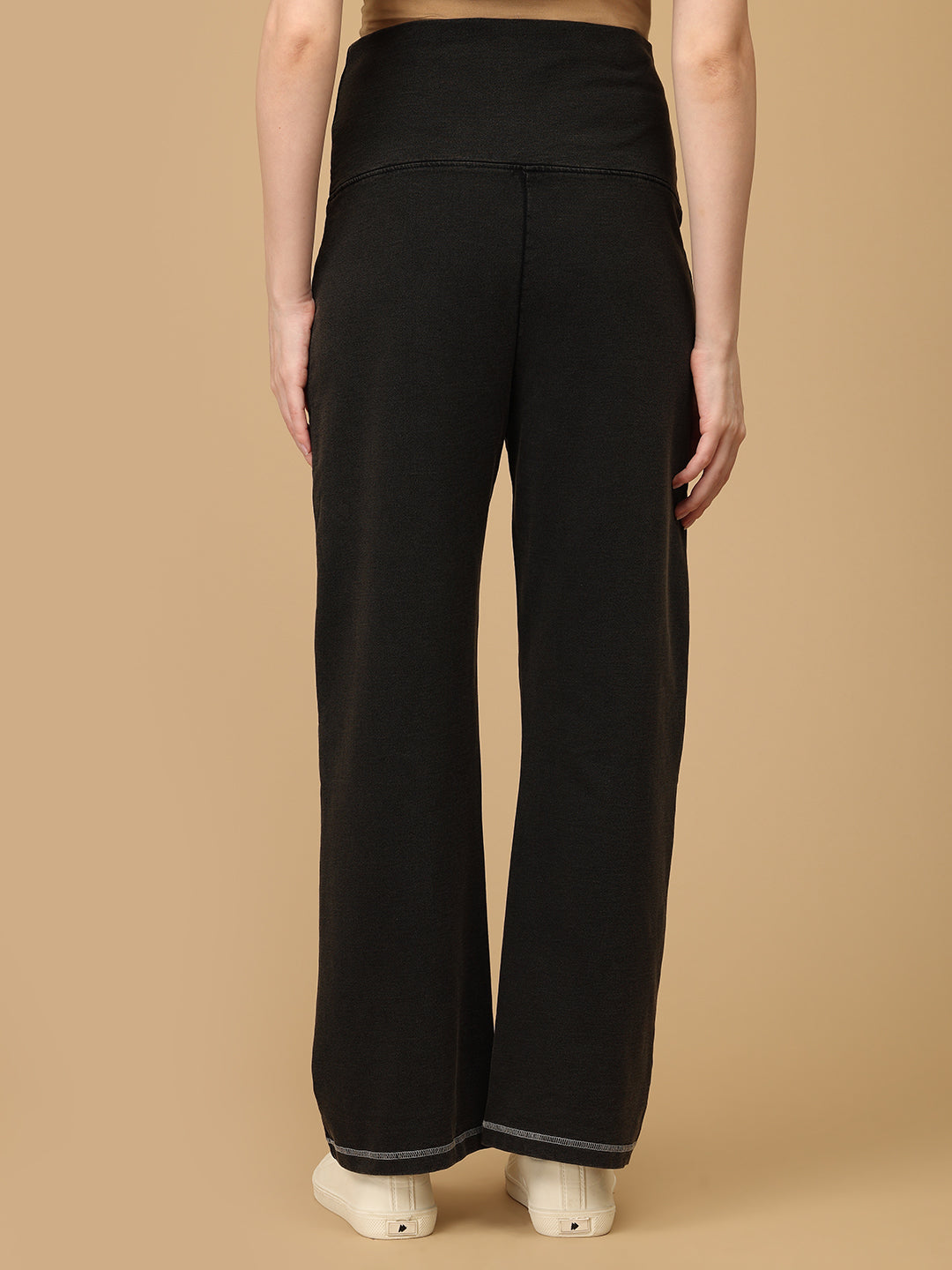 Black Maternity Knit Denims With Belly Support - Light Wash