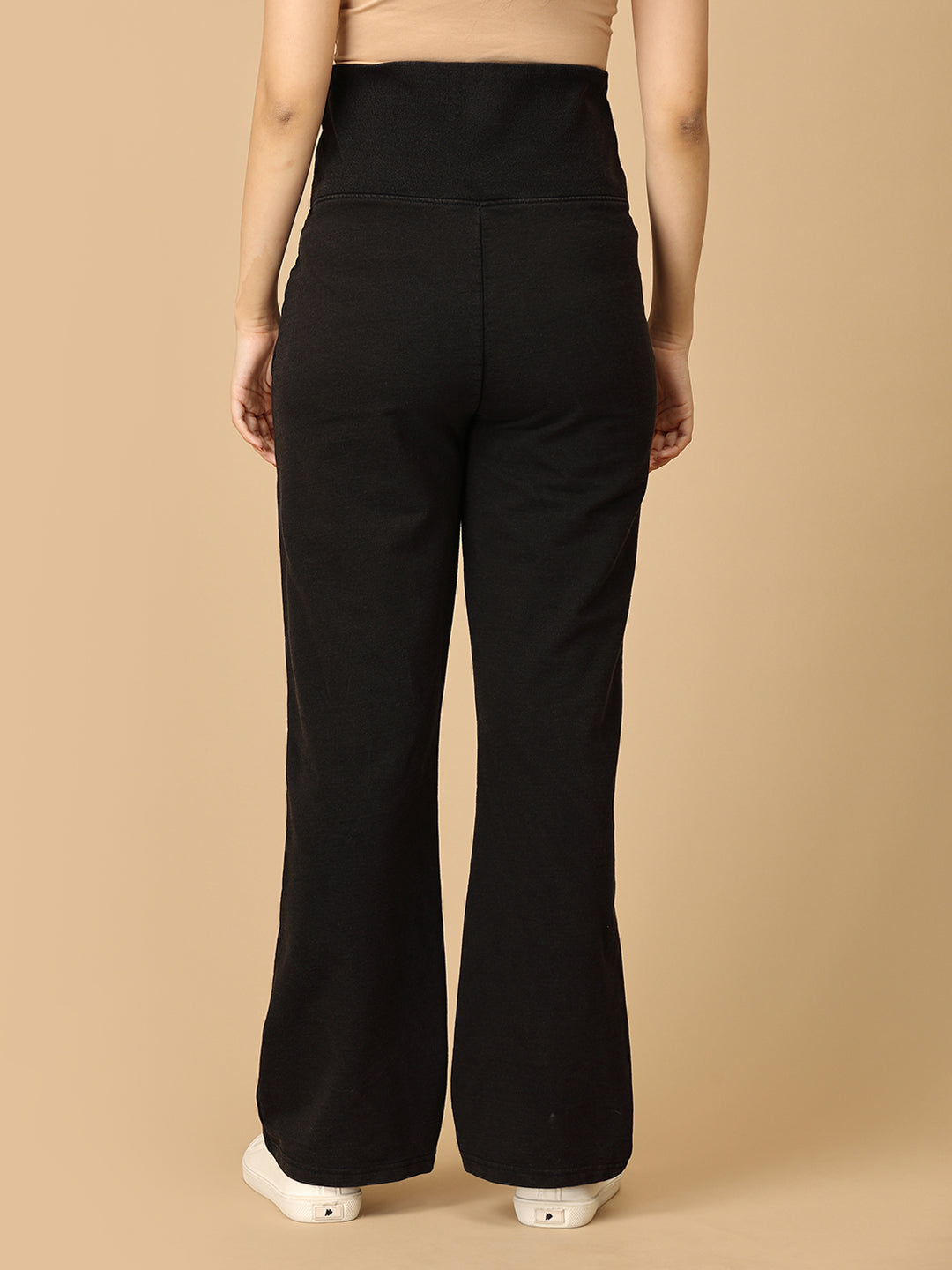 Black Maternity Knit Denims With Belly Support - Dark Wash