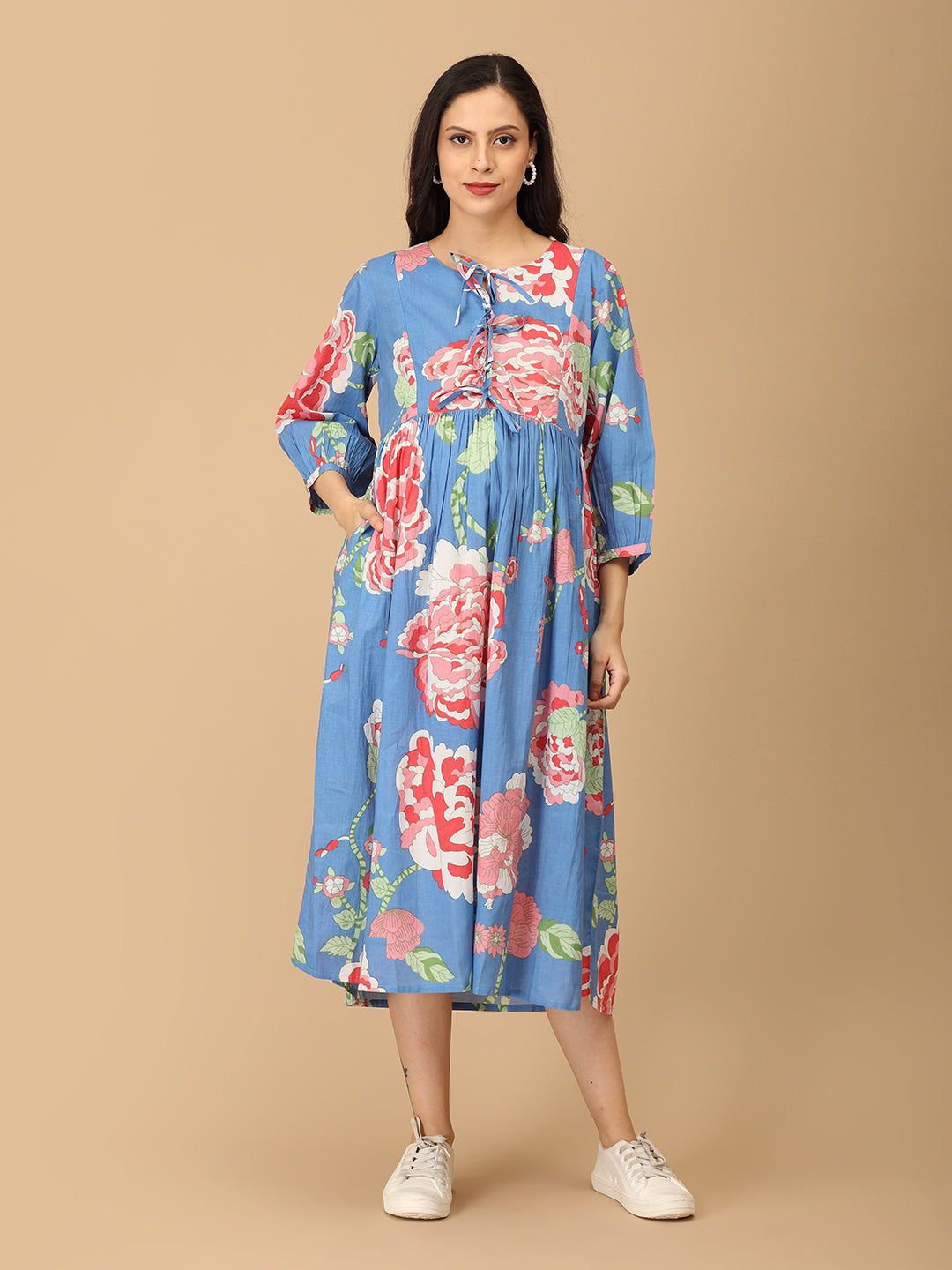 Bloom Me Blue Maternity and Nursing Dress
