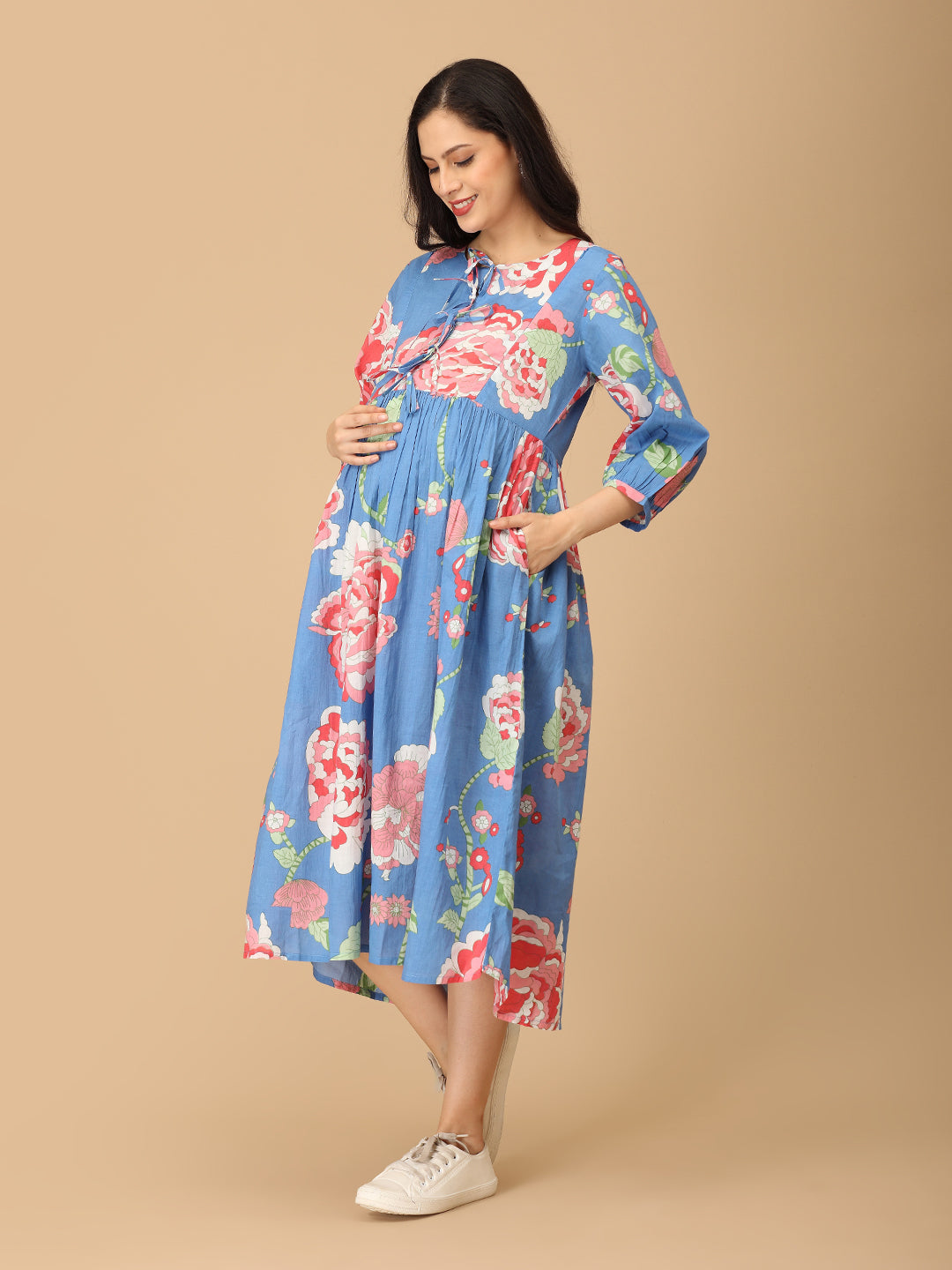Bloom Me Blue Maternity and Nursing Dress