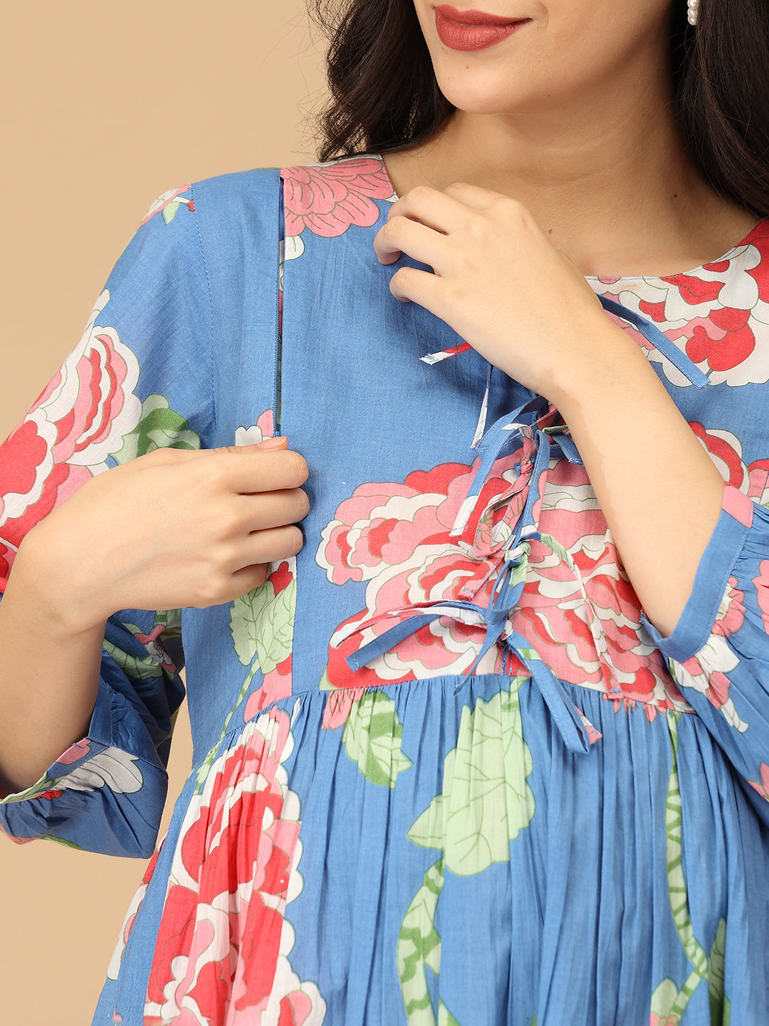 Bloom Me Blue Maternity and Nursing Dress