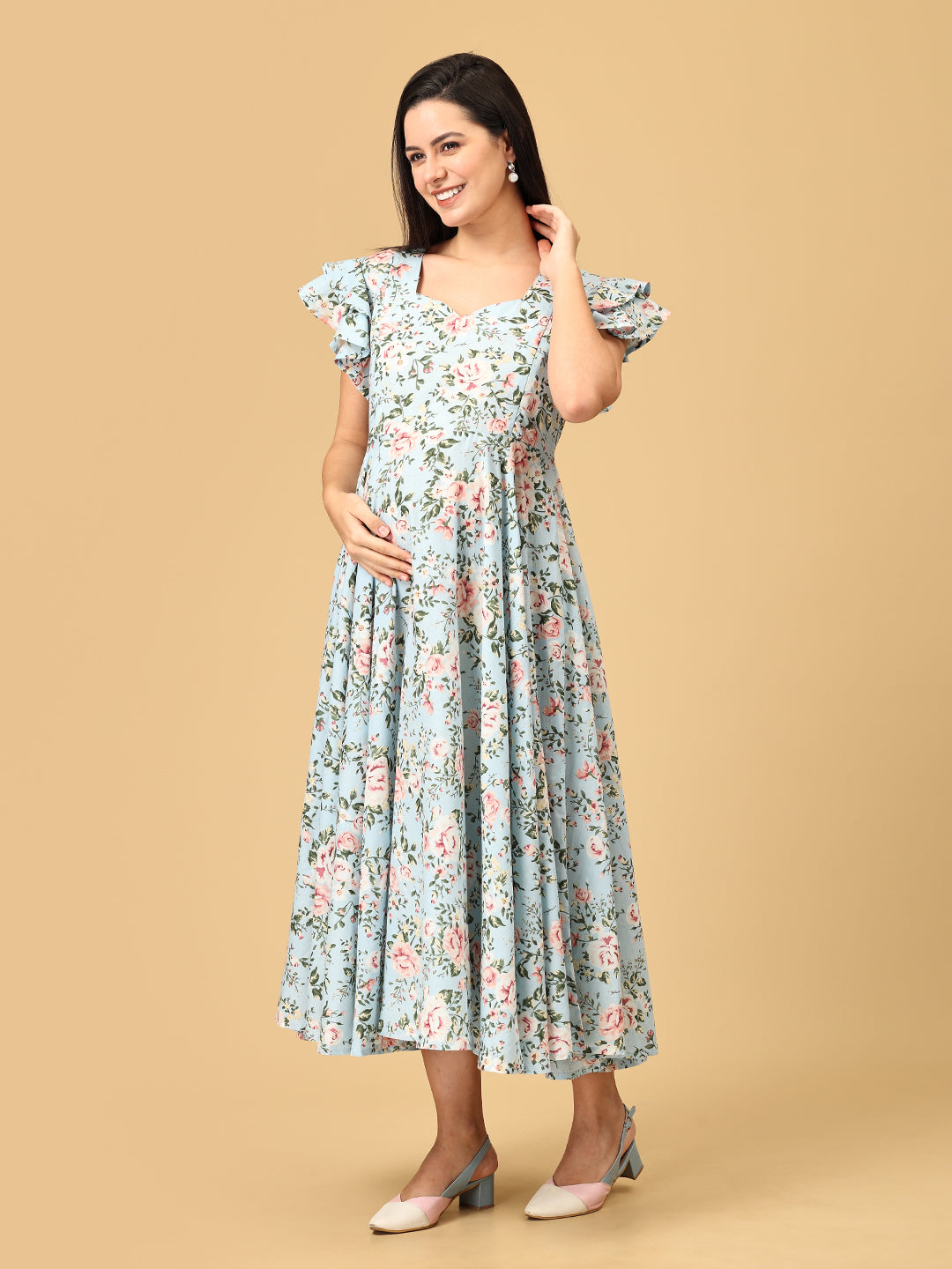 Bloom in Blue Maternity And Nursing Dress