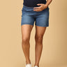 Blue Maternity Denim Shorts With Belly Support