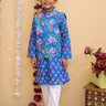 Blue Royale Boys Floral Print Jacket And Kurta Pajama Set