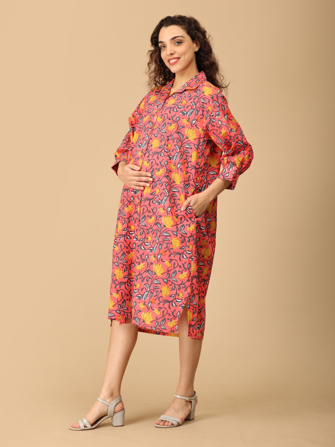 Blush Me Bloom Maternity and Nursing Shirt Dress