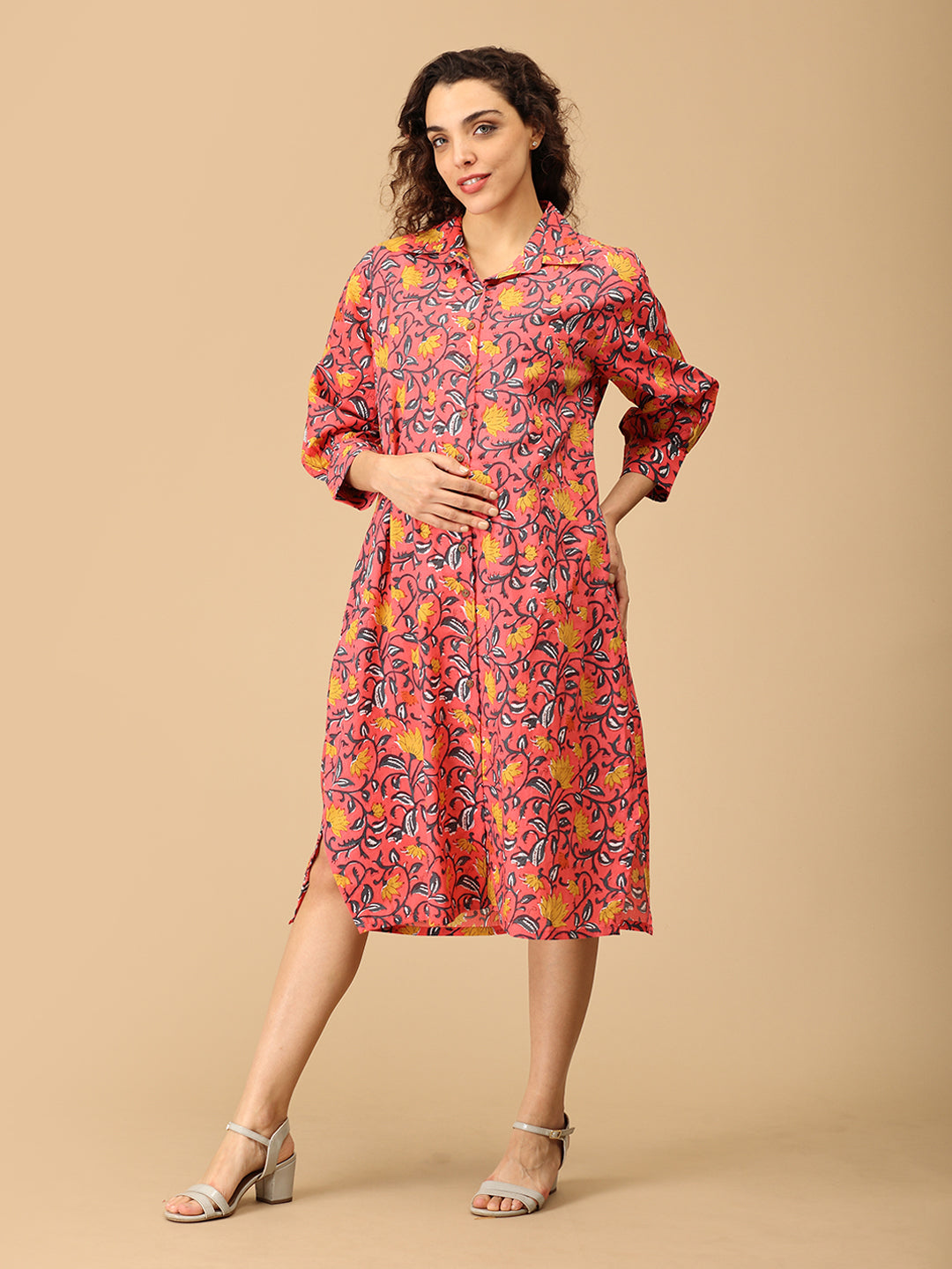 Blush Me Bloom Maternity and Nursing Shirt Dress