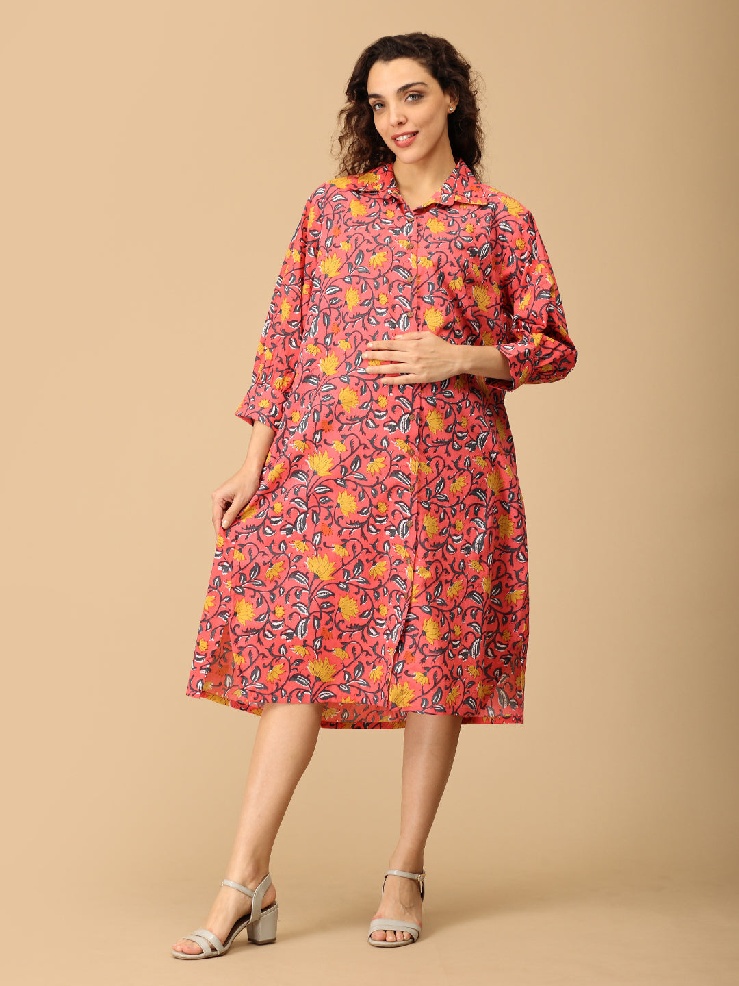 Blush Me Bloom Maternity and Nursing Shirt Dress