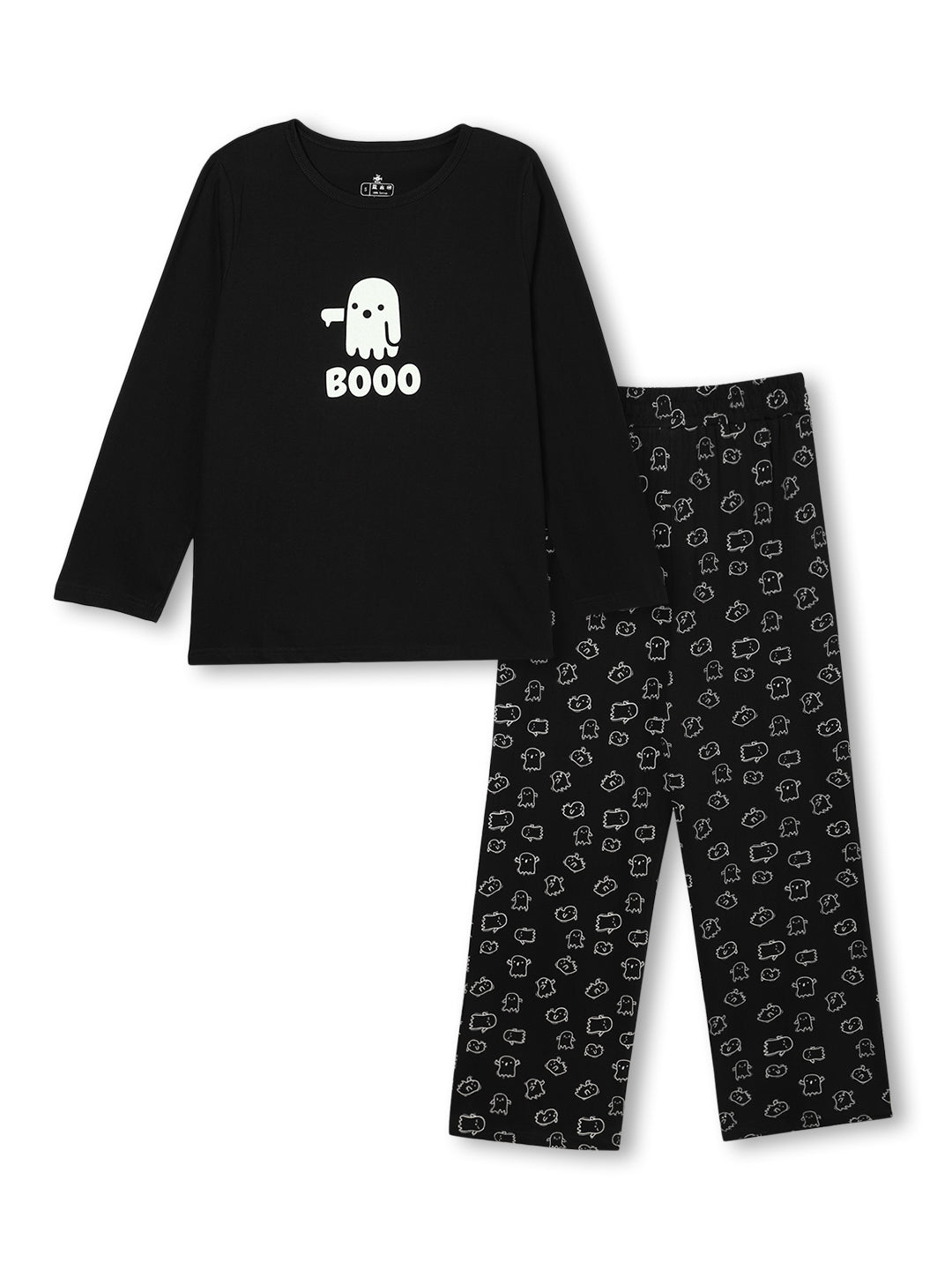 Set Of 3: Boo Matching Pajama Set For Mom And Baby