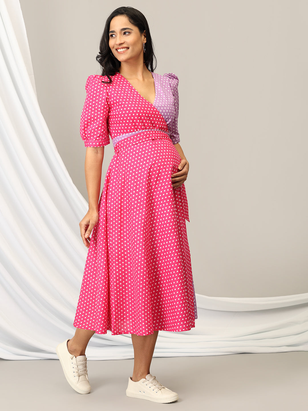 Bubblegum Bliss Maternity Wrap Dress