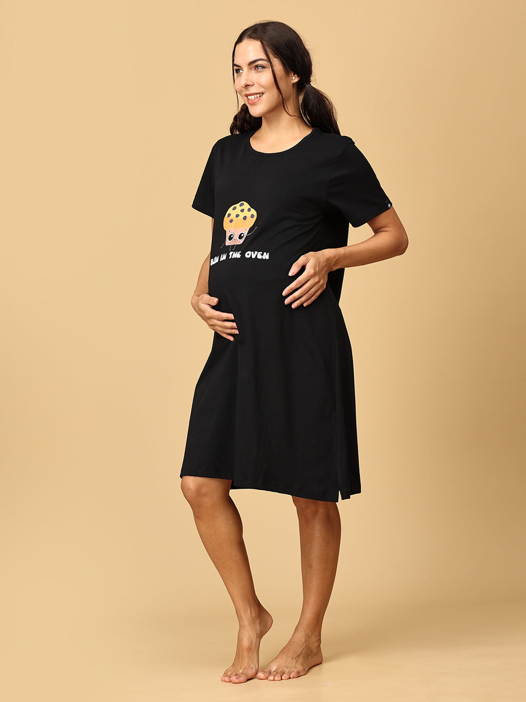 Combo Of Pregasaurus & Bun In The Oven Maternity T-Shirt Dress