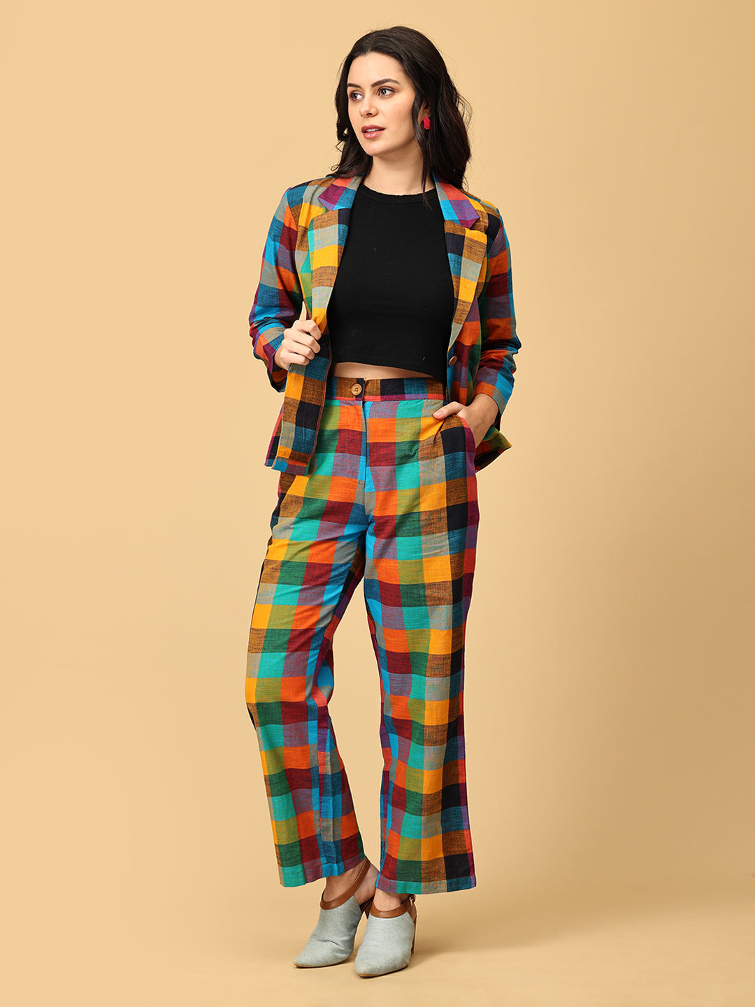 Checkmate Chic Women's Trouser and Jacket Set