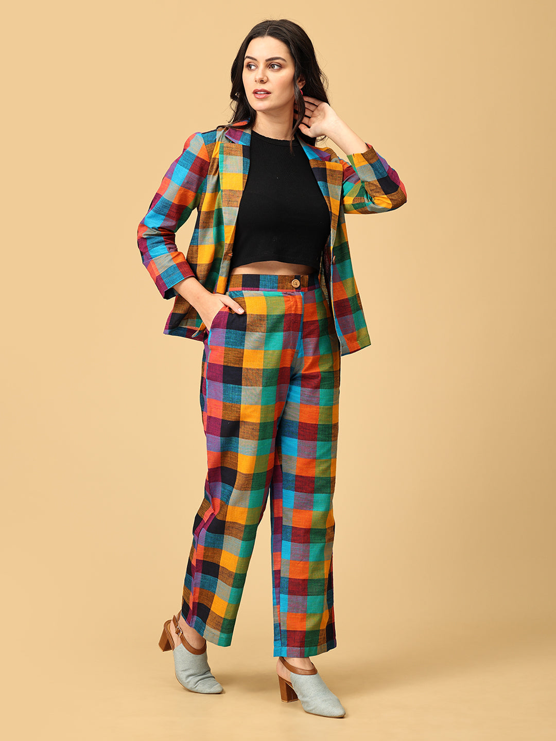 Checkmate Chic Women's Trouser and Jacket Set