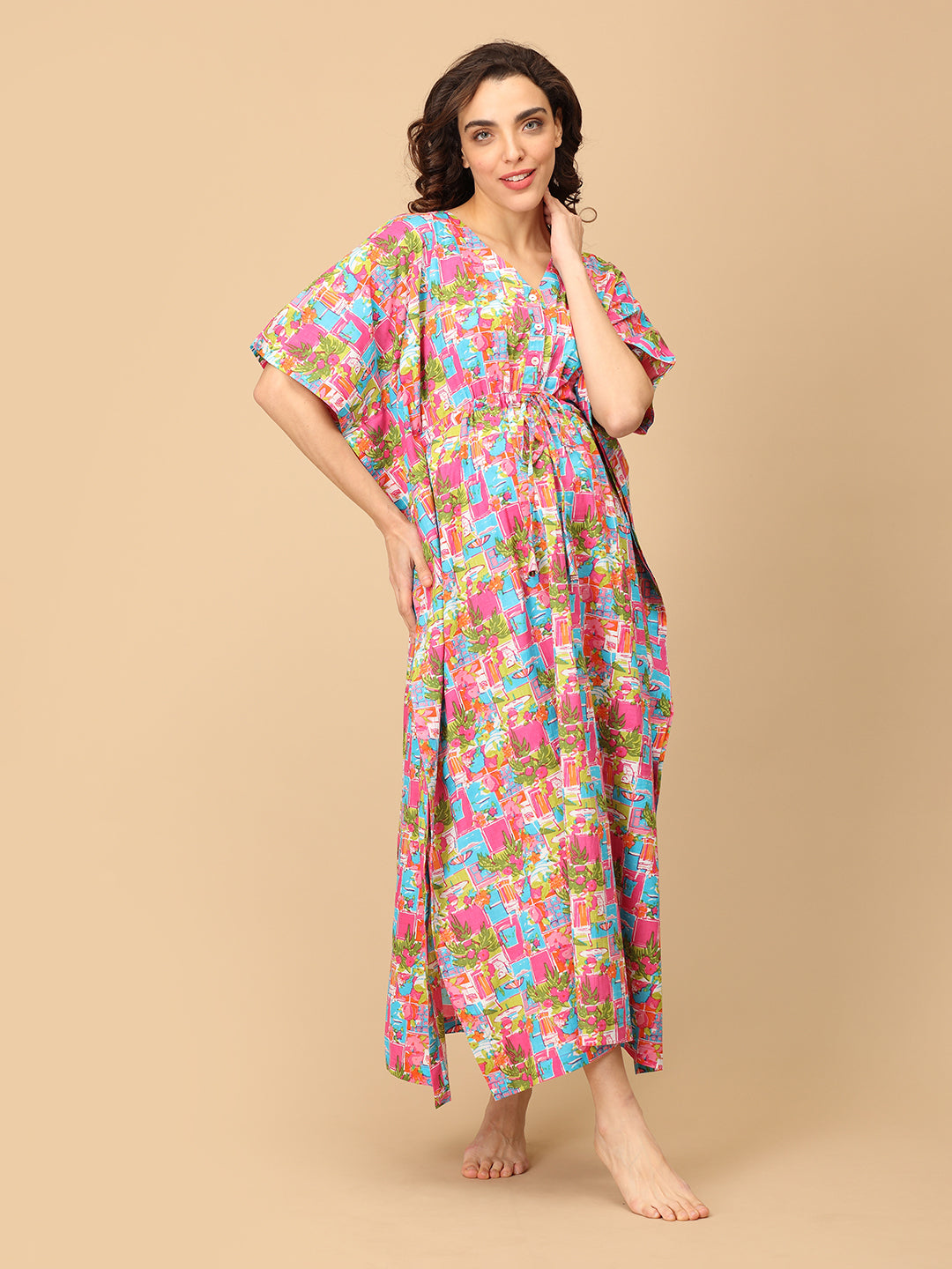 Color Crush Maternity and Nursing Kaftan Nighty