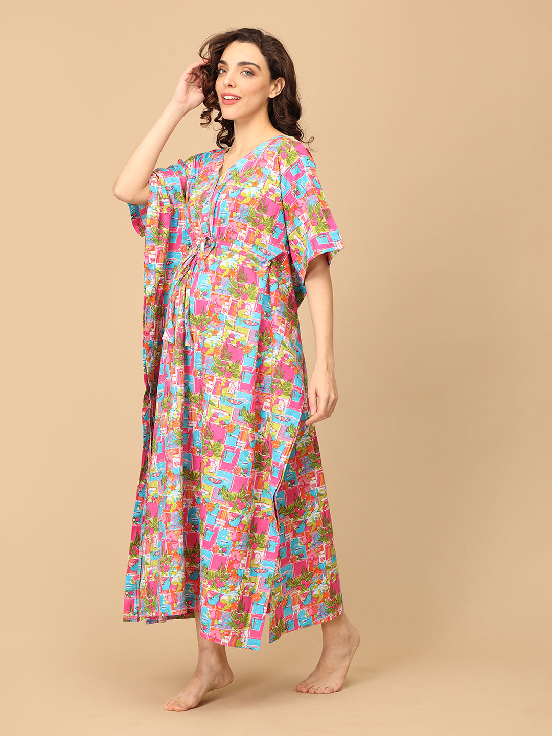 Color Crush Maternity and Nursing Kaftan Nighty
