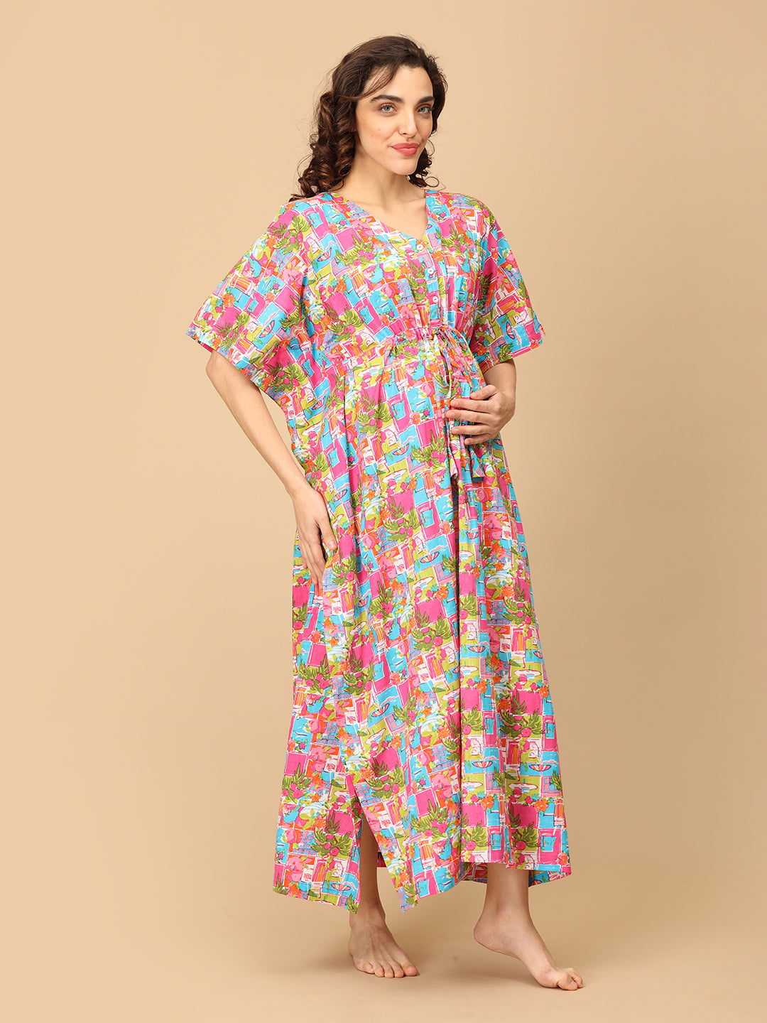 Color Crush Maternity and Nursing Kaftan Nighty