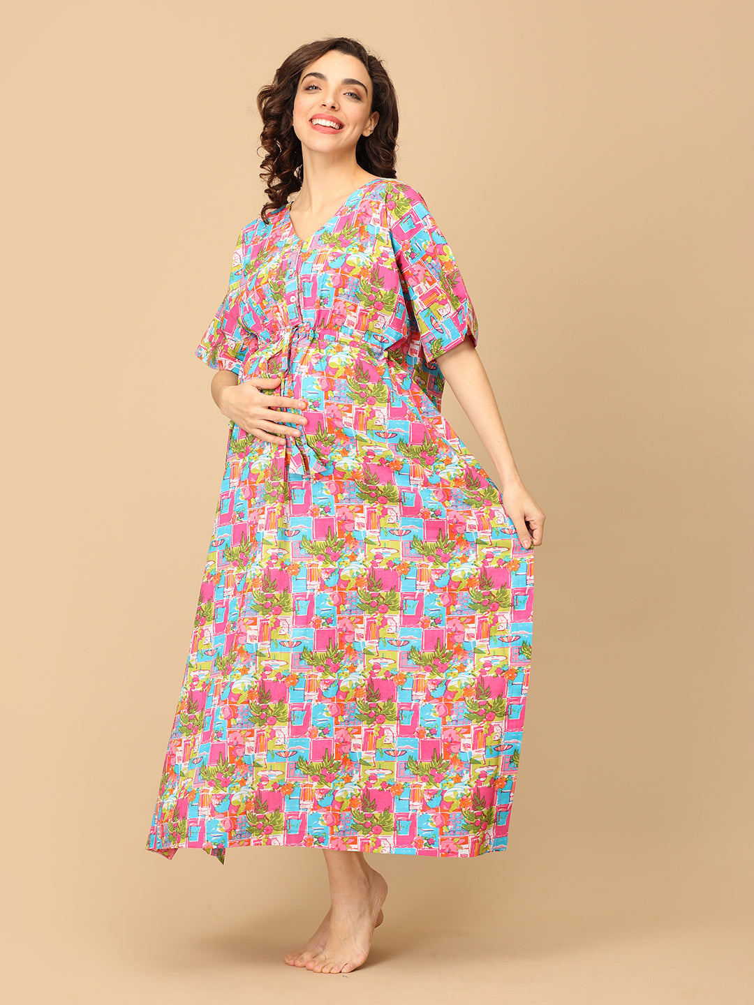 Color Crush Maternity and Nursing Kaftan Nighty