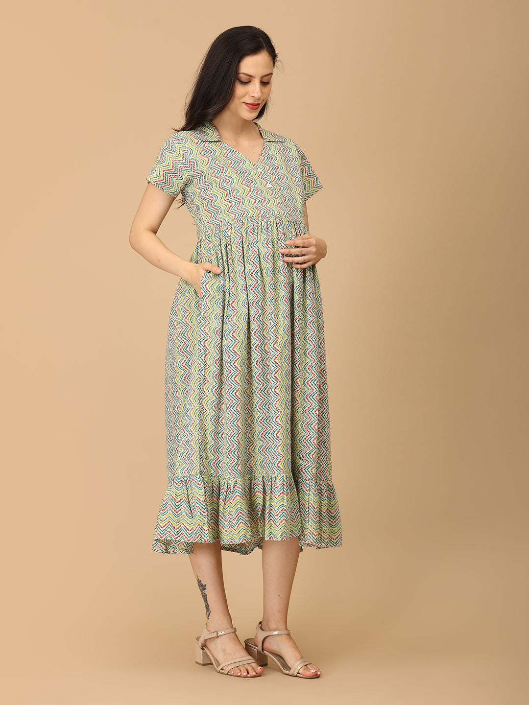 ColorWhirl Maternity and Nursing Dress