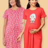 Combo Of Lookin' Pine & Sleepy Mumma Maternity T-Shirt Dress