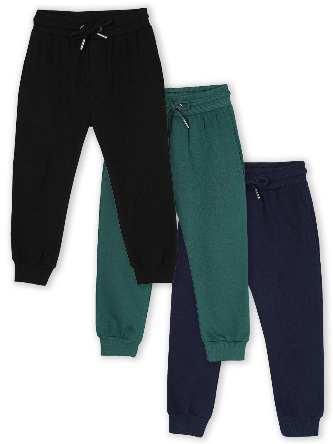 Combo of 3 Winter Sweatpants- Bottle Green, Black & Navy Blue