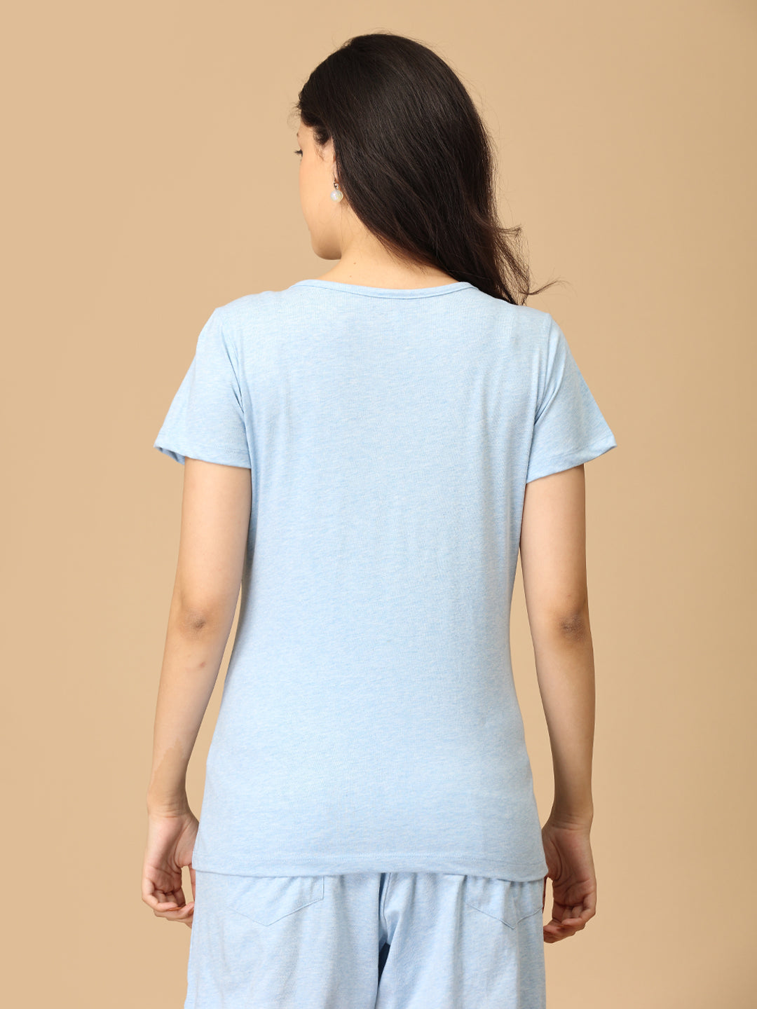 Comfy Maternity Shorts -Light Blue Melange